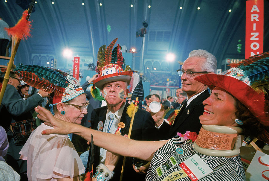 Lyndon Johnson Photograph - Delegates from Arizona showing their support for Pres. Lyndon Johnson at the Democratic National Convention. by John Dominis