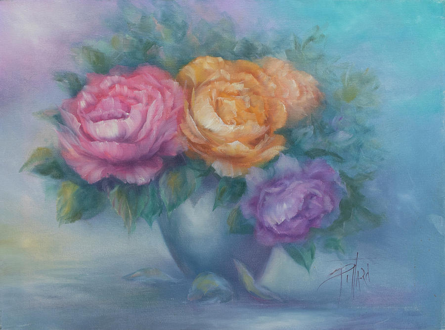 Cabbage Rose Bouquet Painting by Lynne Pittard