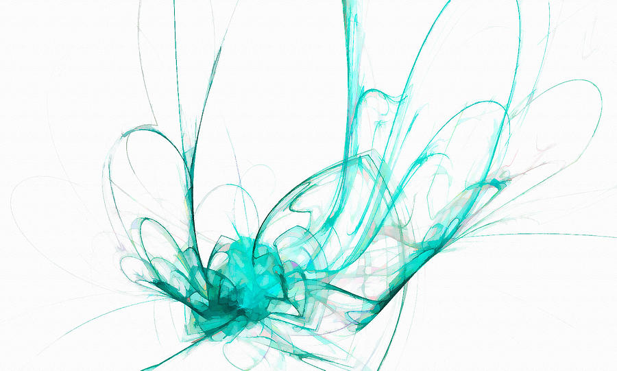 Delicate Abstract Insect Light Blue Digital Art by Don Northup
