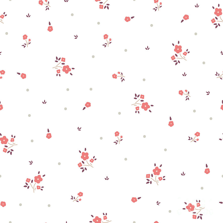 Small Digital Art - Delicate Floral Background Pink Small by Ptaha I