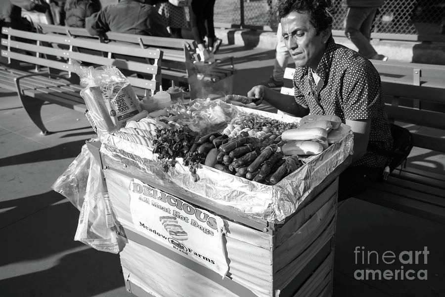 Delicious All Meat Hot Dog Street Food Vendor DSC6799bw Photograph by Wingsdomain Art and Photography