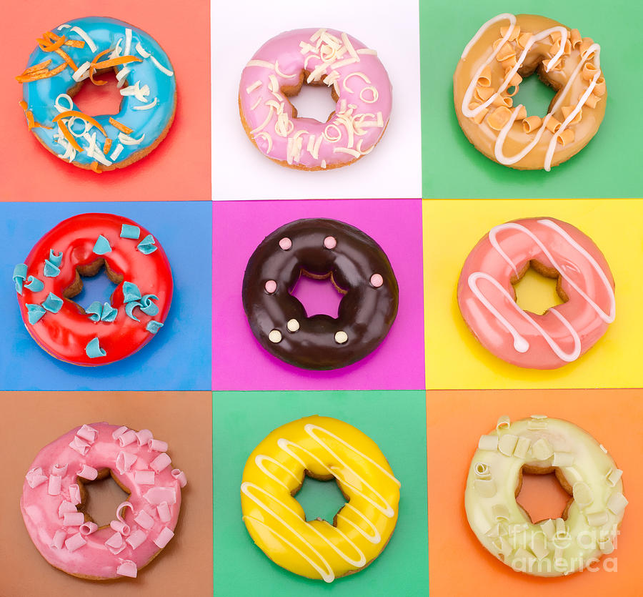 Pink Photograph - Delicious Donuts Isolated On Colorful by Em Arts