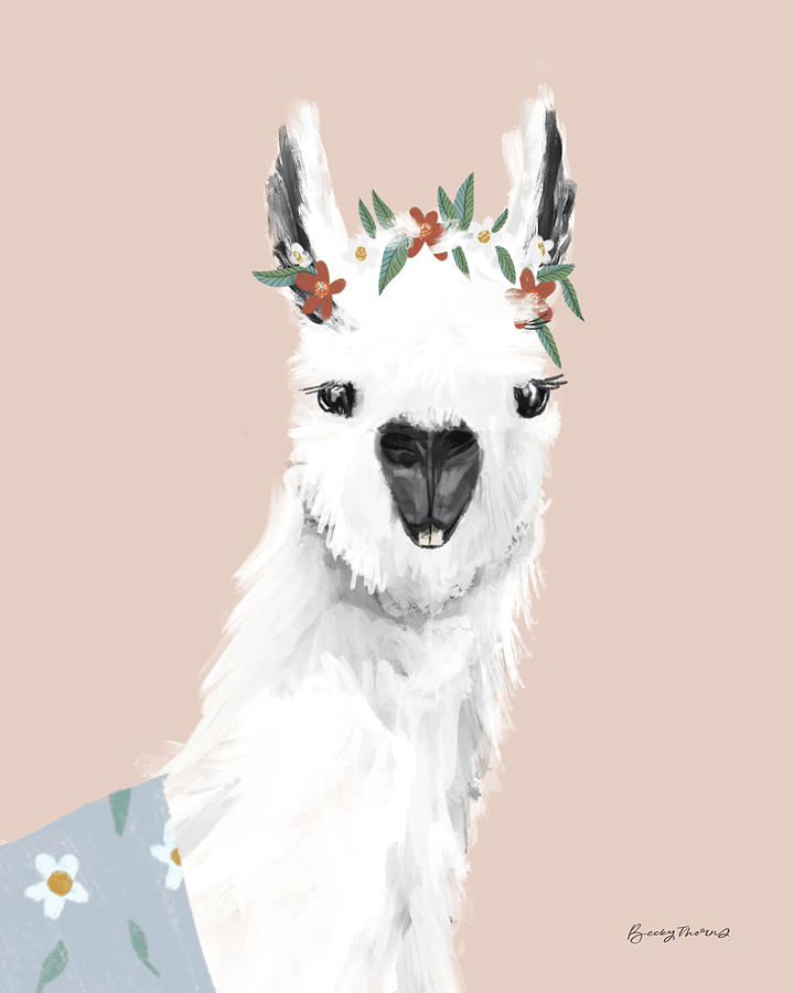 Alpacas Painting - Delightful Alpacas I by Becky Thorns Alpacas Painting - Delightful Alpacas I by Becky Thorns