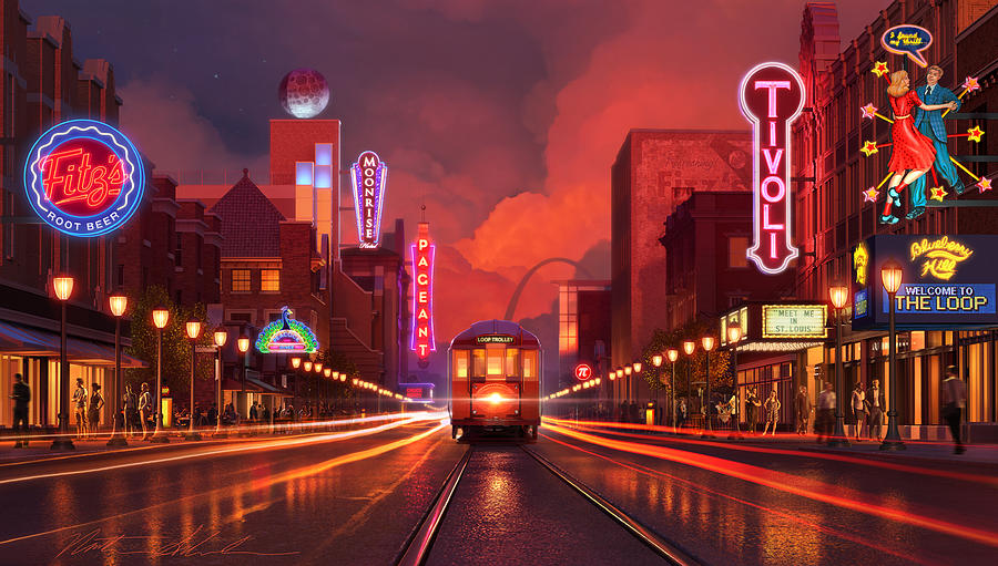 St. Louis Digital Art - Delmar Loop Trolley by Nathan Schroeder