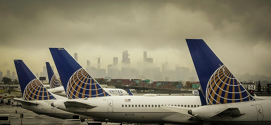 Jet Photograph - United Tails and New York by Phil And Karen Rispin