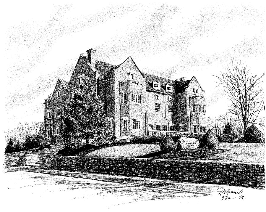 Tiger Drawing - Delta Tau Delta Fraternity House, Depauw University, Greencastle , Indiana by Stephanie Huber