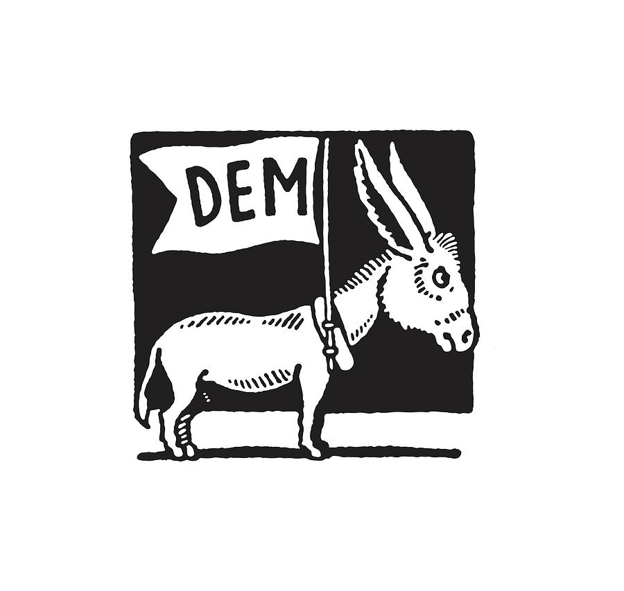 Black And White Drawing - DEM Donkey by CSA Images
