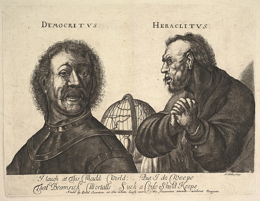 Democritus and Heraclitus Drawing by Richard Gaywood