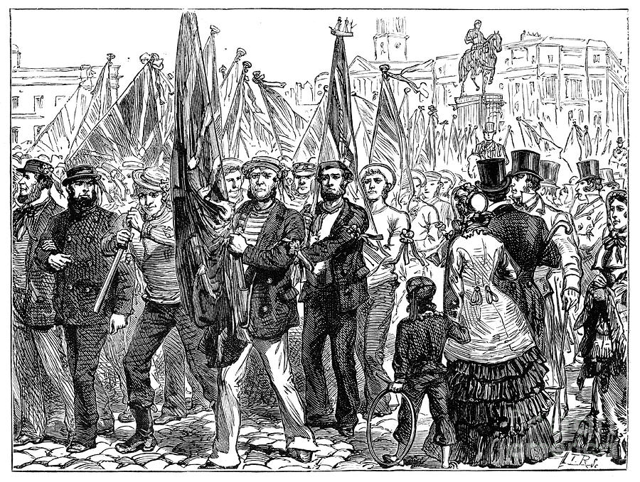 Demonstration Of Sailors, 19th Century Drawing by Print Collector