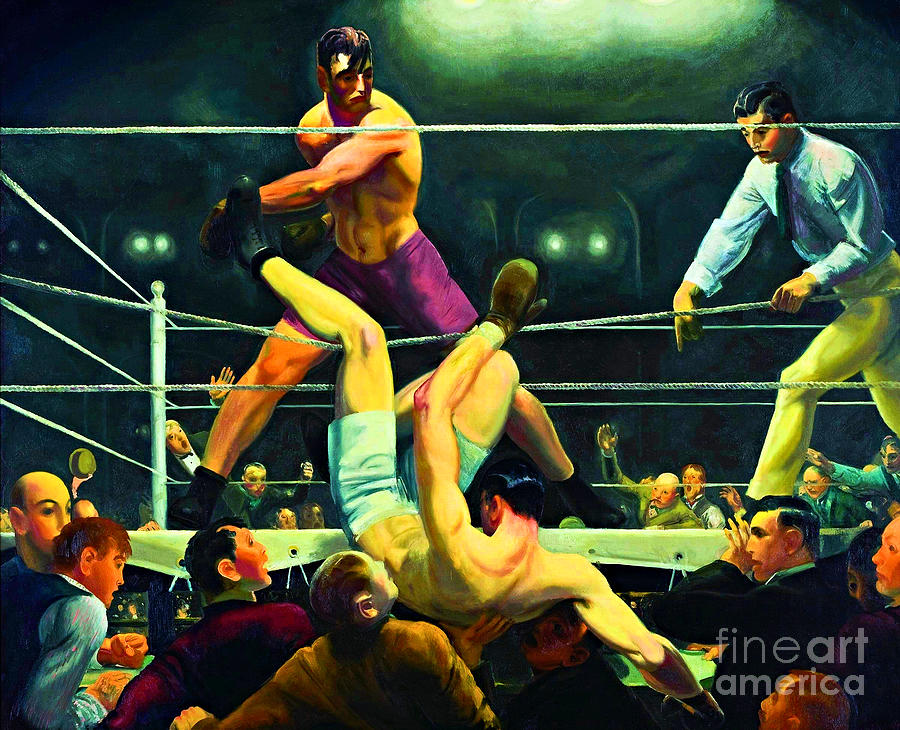 Dempsey and Firpo Heavyweight Boxing Match 1924 Painting by Peter Ogden