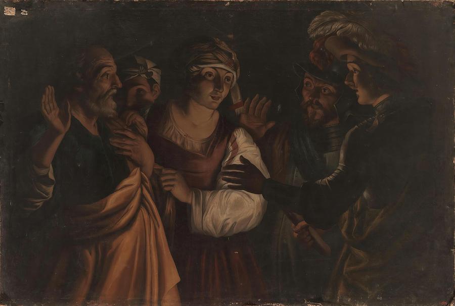 Denial of Saint Peter. XVII century. Oil on canvas. Painting by Anonymous