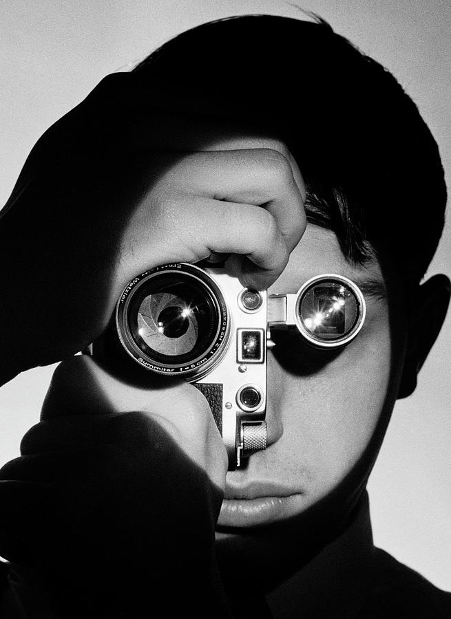 Camera Photograph - Dennis Stock with Camera by Andreas Feininger