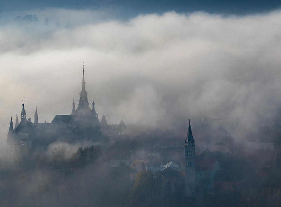 Architecture Photograph - Dense Fog Over Old Town by Vio Oprea