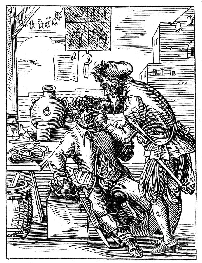 Dentist, 16th Century 1849.artist Jost Drawing by Print Collector