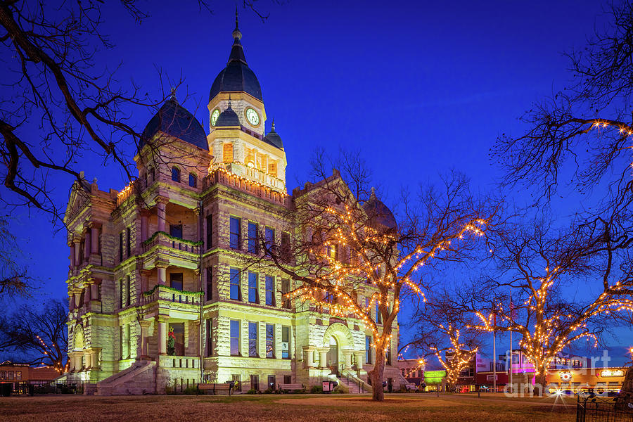 Denton Courthouse at Night Photograph by Inge Johnsson