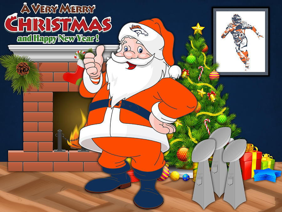 Denver Broncos Santa Claus 2 Mixed Media by Joe Hamilton - Pixels