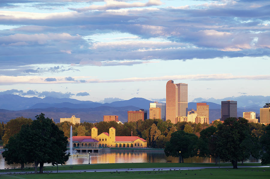 Denver City Park And Skyline With A Photograph by Beklaus