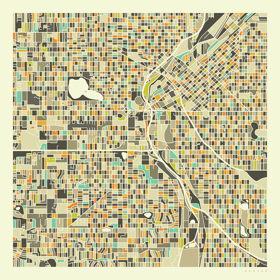 Denver Map 1 Digital Art by Jazzberry Blue