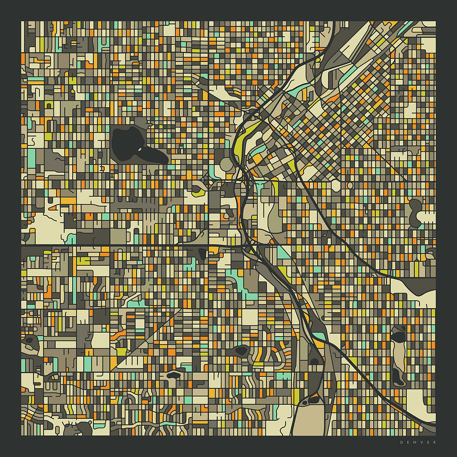 Denver Digital Art - Denver Map 2 by Jazzberry Blue
