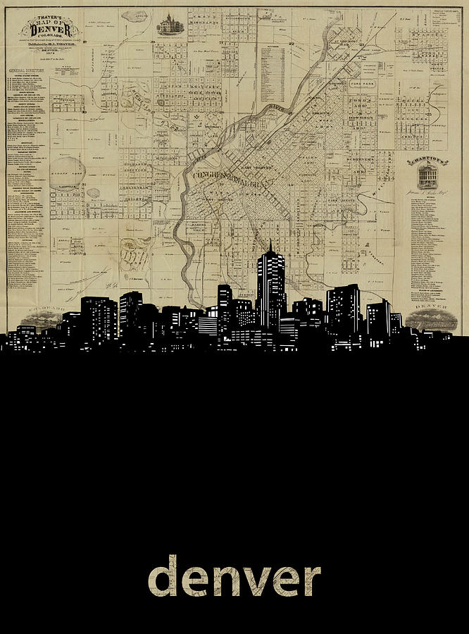 Denver Skyline Map Digital Art by Bekim M