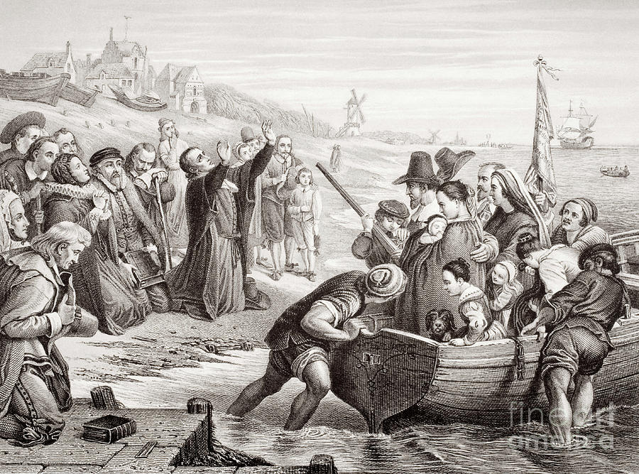 Departure Of The Pilgrim Fathers From Delft Haven In July 1620 Painting by Charles West Cope