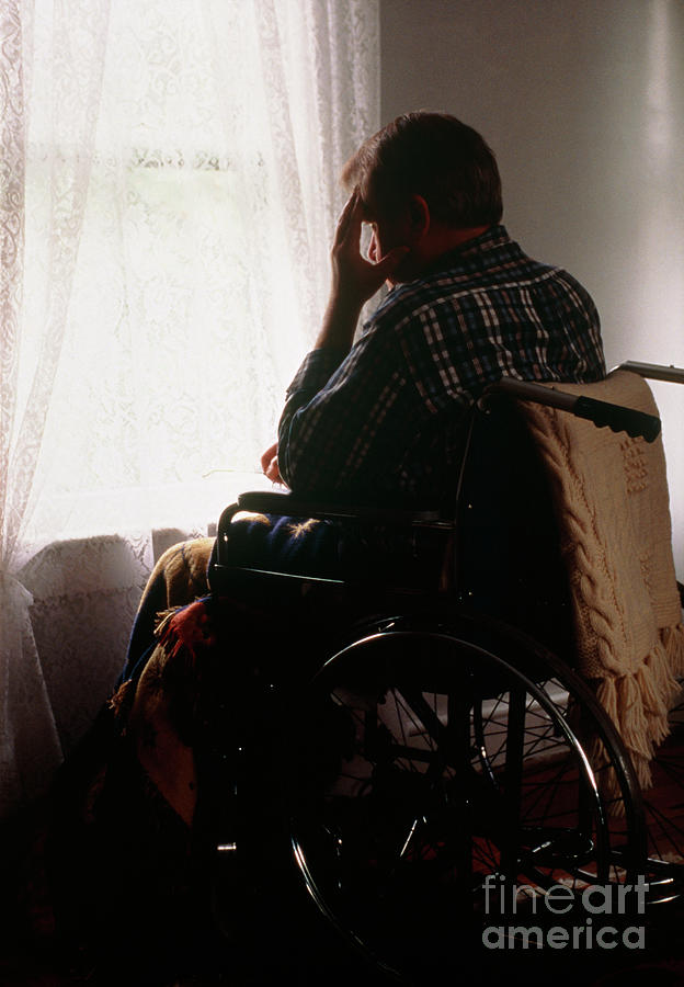 Depression & Disability: Man In Wheelchair Photograph by Science Photo Library Depression & Disability: Man In Wheelchair Photograph by Science Photo Library