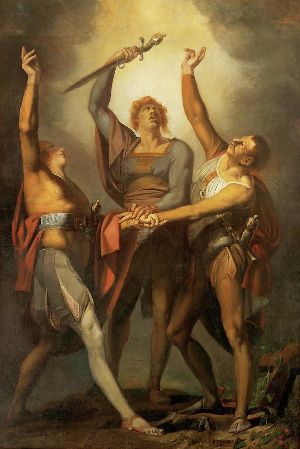 Der Ruetlischwur-the Oath on the Ruetli, 1780. Painting by Henry Fuseli