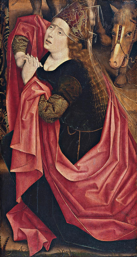 Derick Baegert --?-, ca. 1440 - Wesel, ca. 1515-. Mary Magdalen -1477 - 1478-. Oil on panel. 80 x... Painting by Derick Baegert the Elder -c 1440-c 1515-