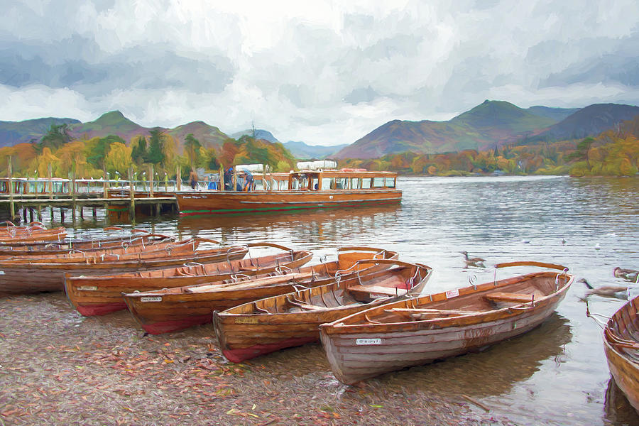 Derwent Water Boats Digital Art by Roy Pedersen