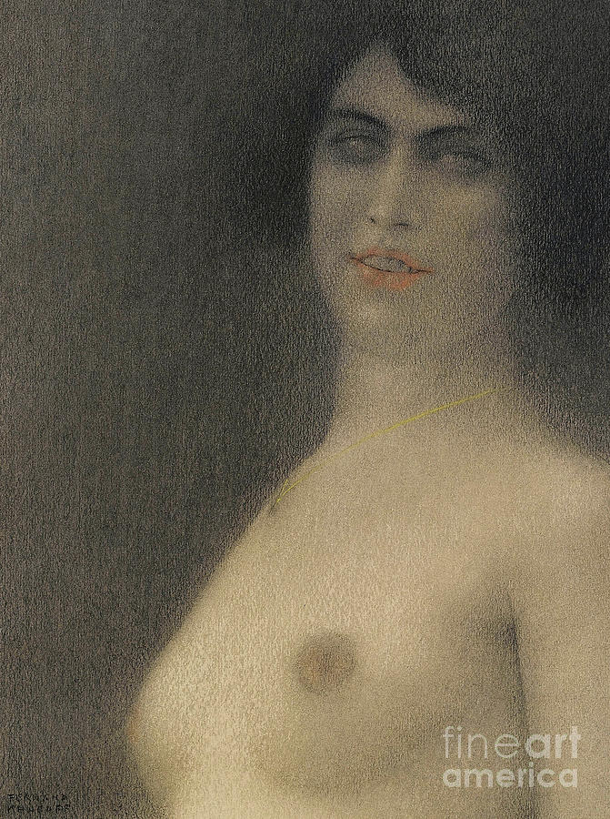 Des cheveux noirs, 1914 Pastel by Fernand Khnopff