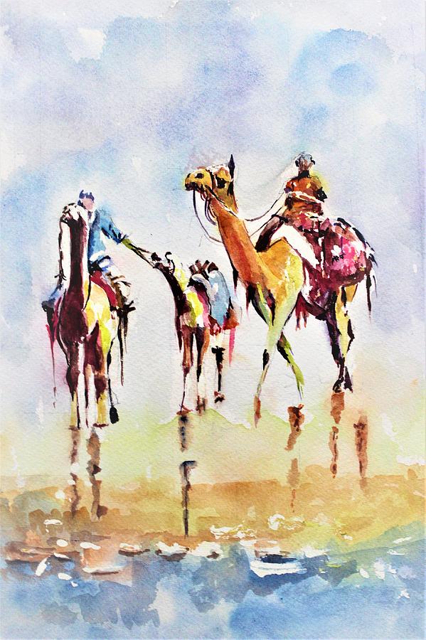 Desert flight Painting by Khalid Saeed