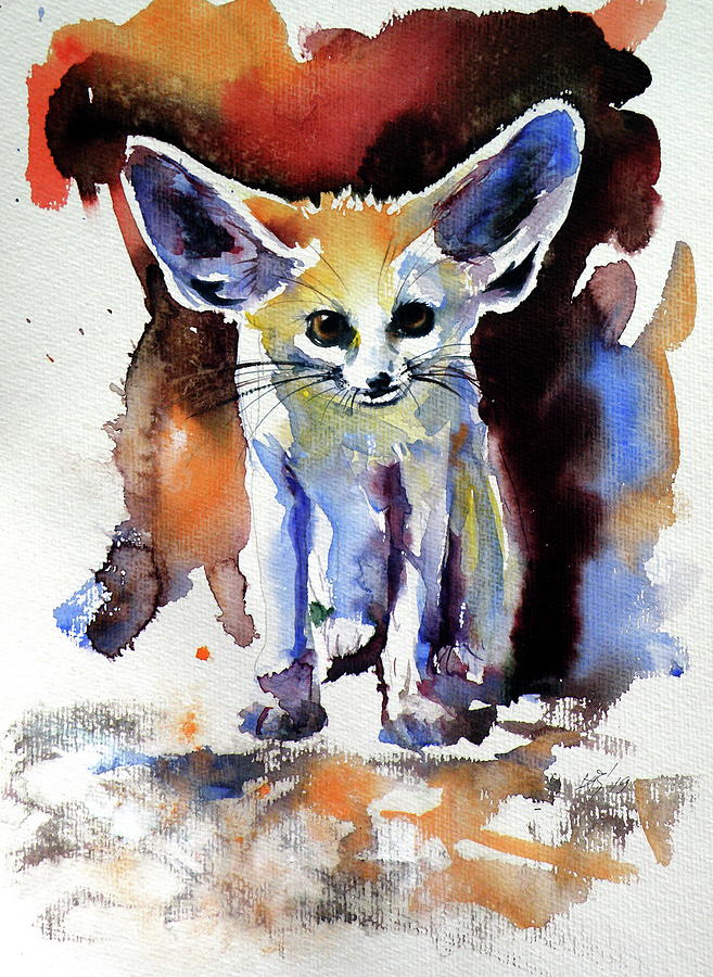 Desert fox watching Painting by Kovacs Anna Brigitta - Fine Art America