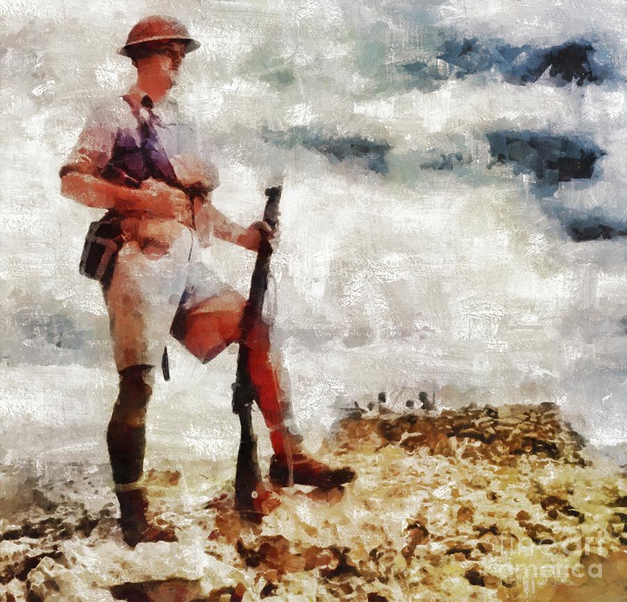 Vintage Painting - Desert Guard, WWII by Esoterica Art Agency