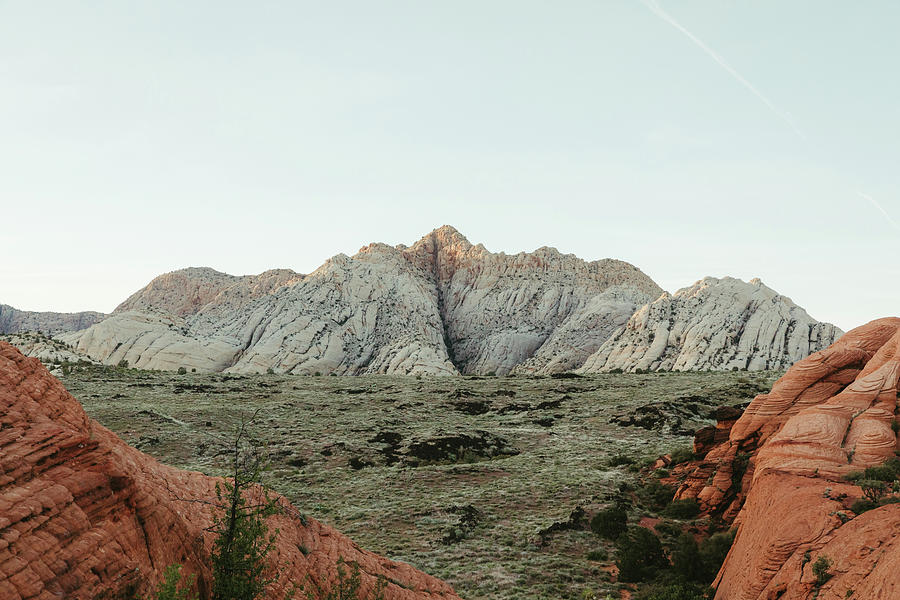 Desert Landscape Of Red Rock White Cliffs And Green Valley In Utah Photograph by Cavan Images Desert Landscape Of Red Rock White Cliffs And Green Valley In Utah Photograph by Cavan Images