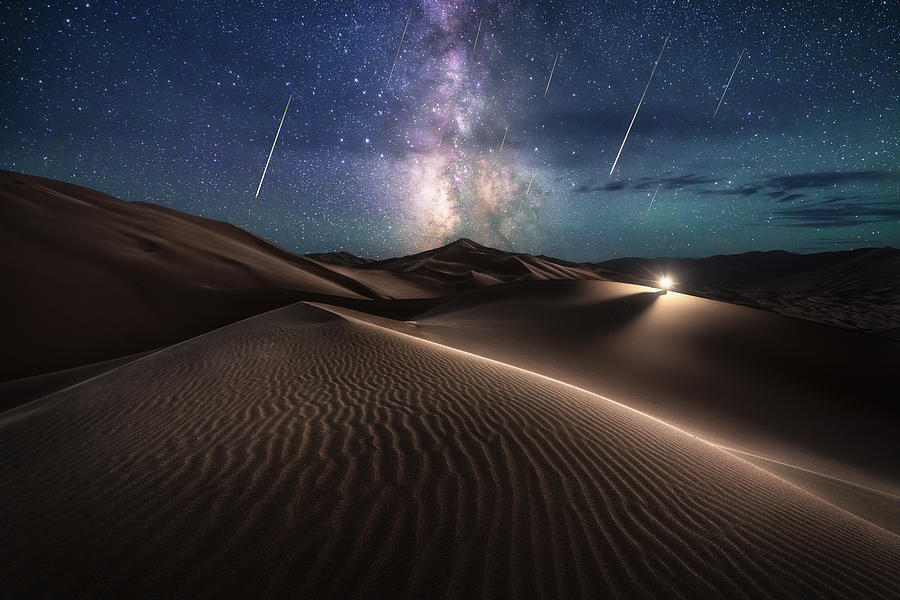 Desert Meteor Shower Photograph by Wu Zhao