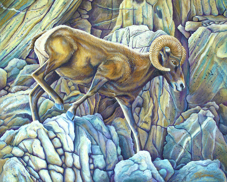 Desert Ram Painting by Tish Wynne