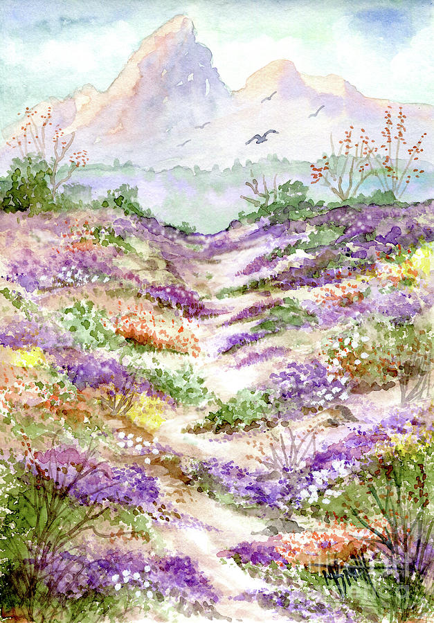 Desert Sand Verbena Painting by Marilyn Smith