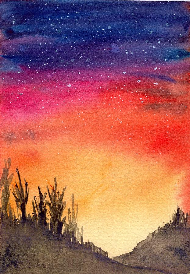 Desert Sunset Painting By Kathryn Tewson