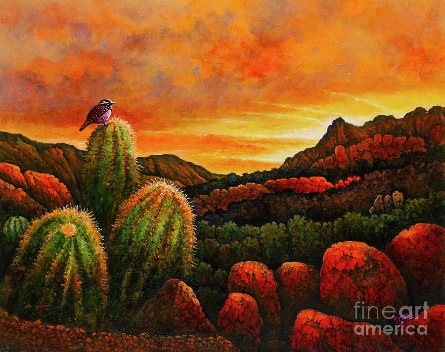 Desert Sunset Painting by Michael Frank