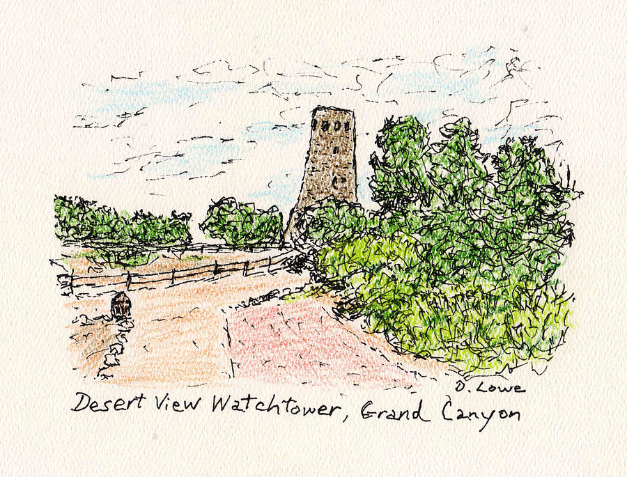 Desert View Watchtower Drawing by Danny Lowe