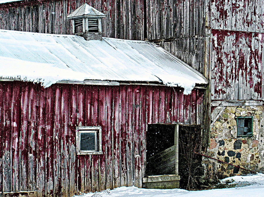 Deserted Barn In Snow Pop Art Photograph