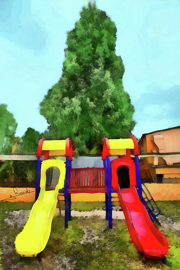 Deserted playground Painting by George Rossidis