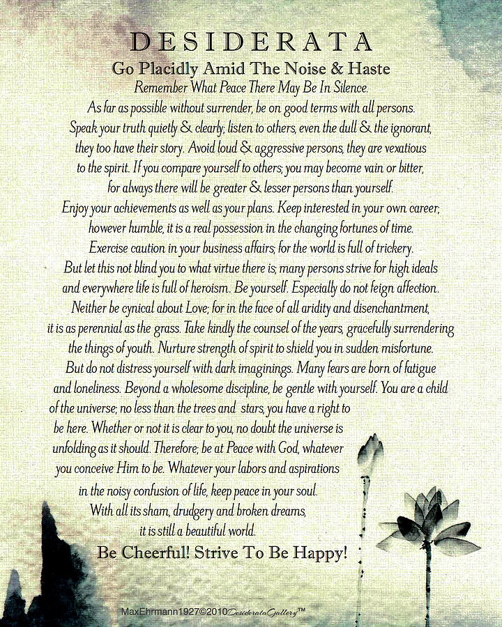 Desiderata Poem Desiderata Print Desiderata Poster Poetry 