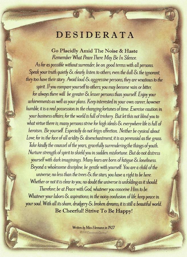 Desiderata | Playing in the World Game