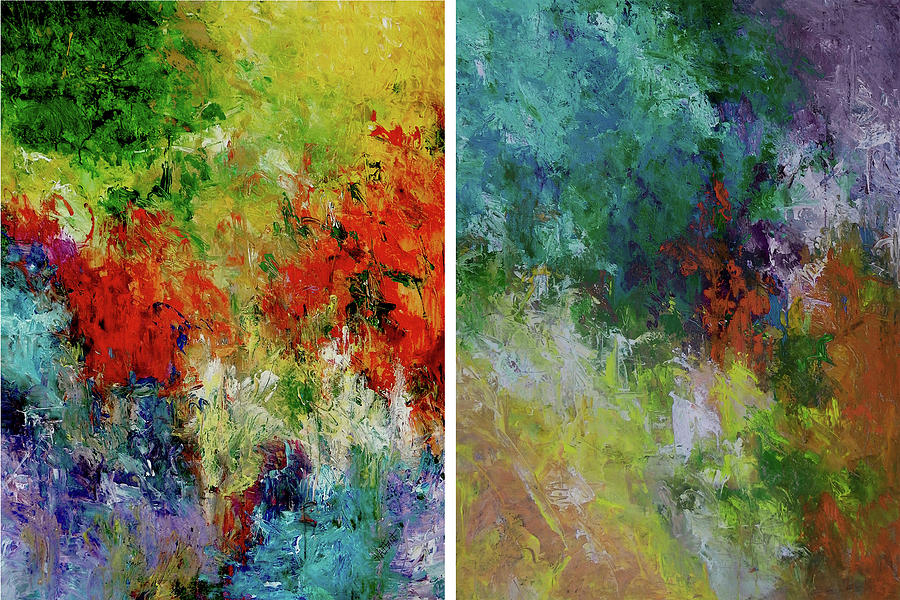 Design 54,58   Diptych Painting by Ron Halfant