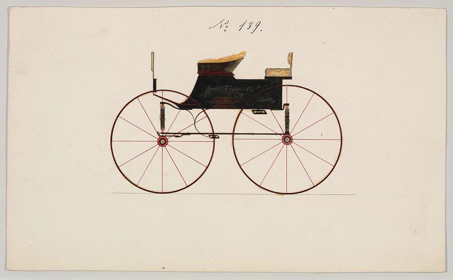 Design for 4 seat Phaeton, no top unnumbered Brewster and Co. American, New York Painting by Brewster and Co