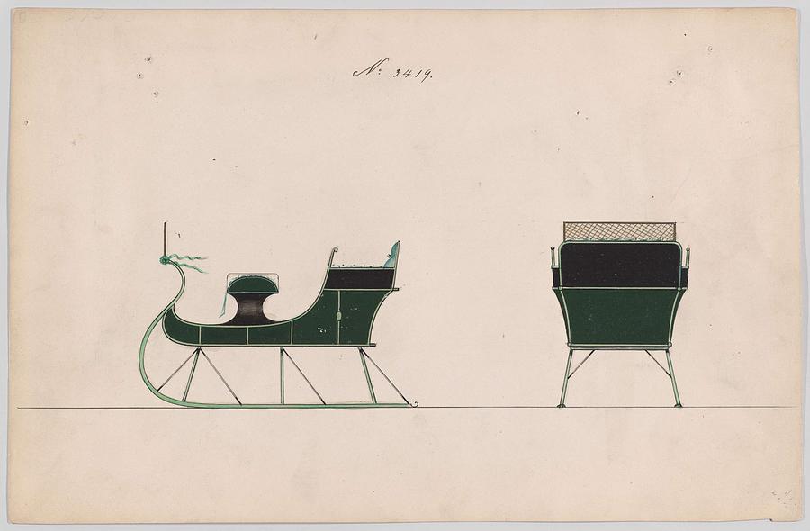 Design for 4 Seat Sleigh, no. 3419 1878 Painting by MotionAge Designs ...