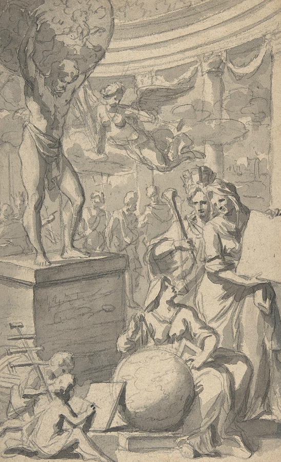 Design for a Frontispiece of a Title Page Drawing by Gerard de Lairesse