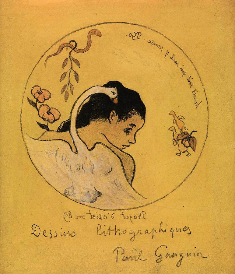 Paul Gauguin Drawing - Design for a Plate -Projet dassiette-, cover for the series Volpini. by Eugene Henri Paul Gauguin -1848-1903-