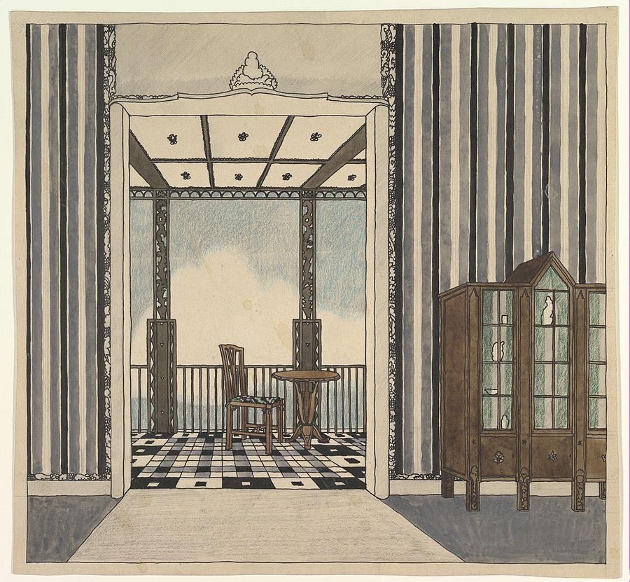 Design for a Room with a Balcony  Attributed to Guido Heigl German, 1890-1926 Painting by Guido Heigl